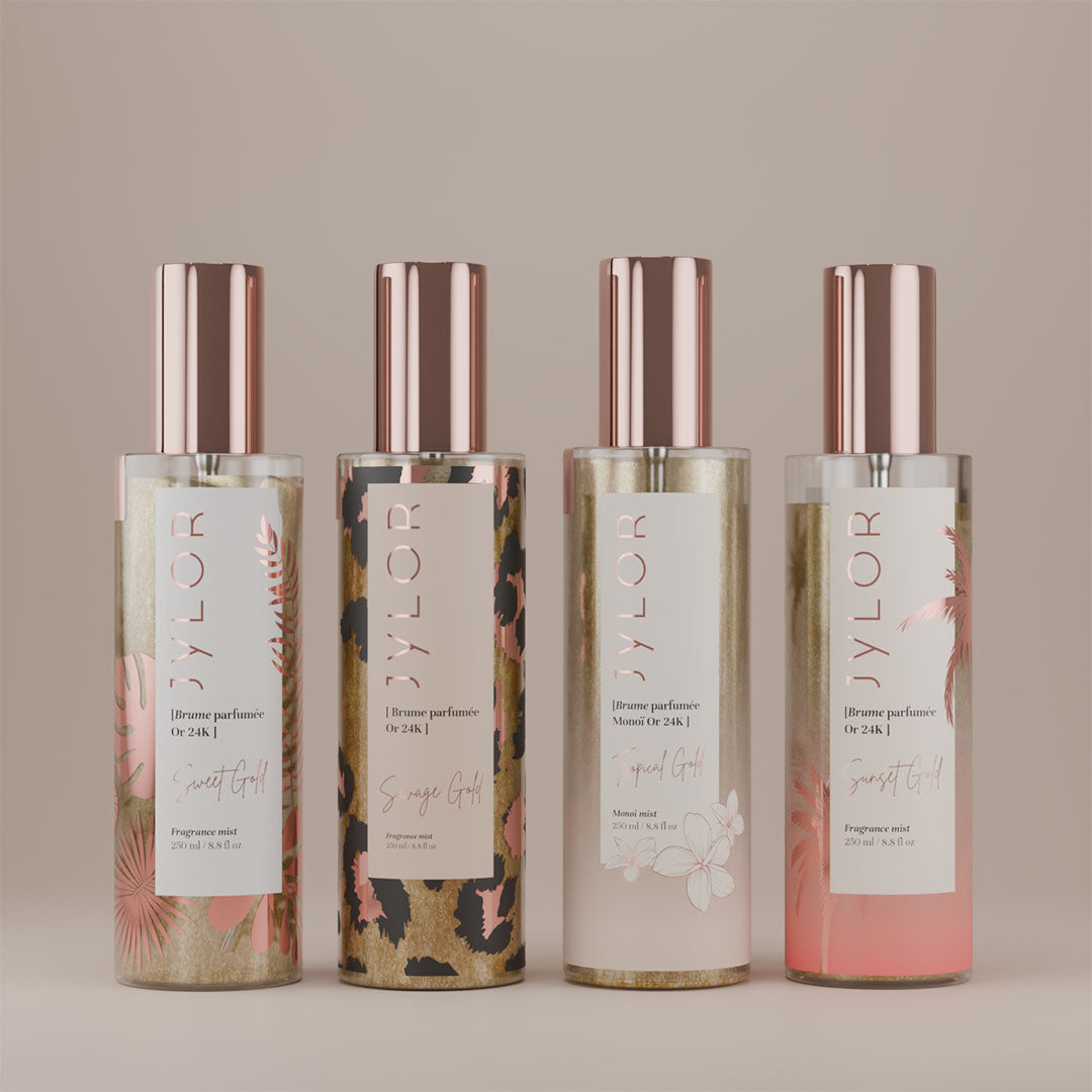 Coffret brumes parfumées or 24K